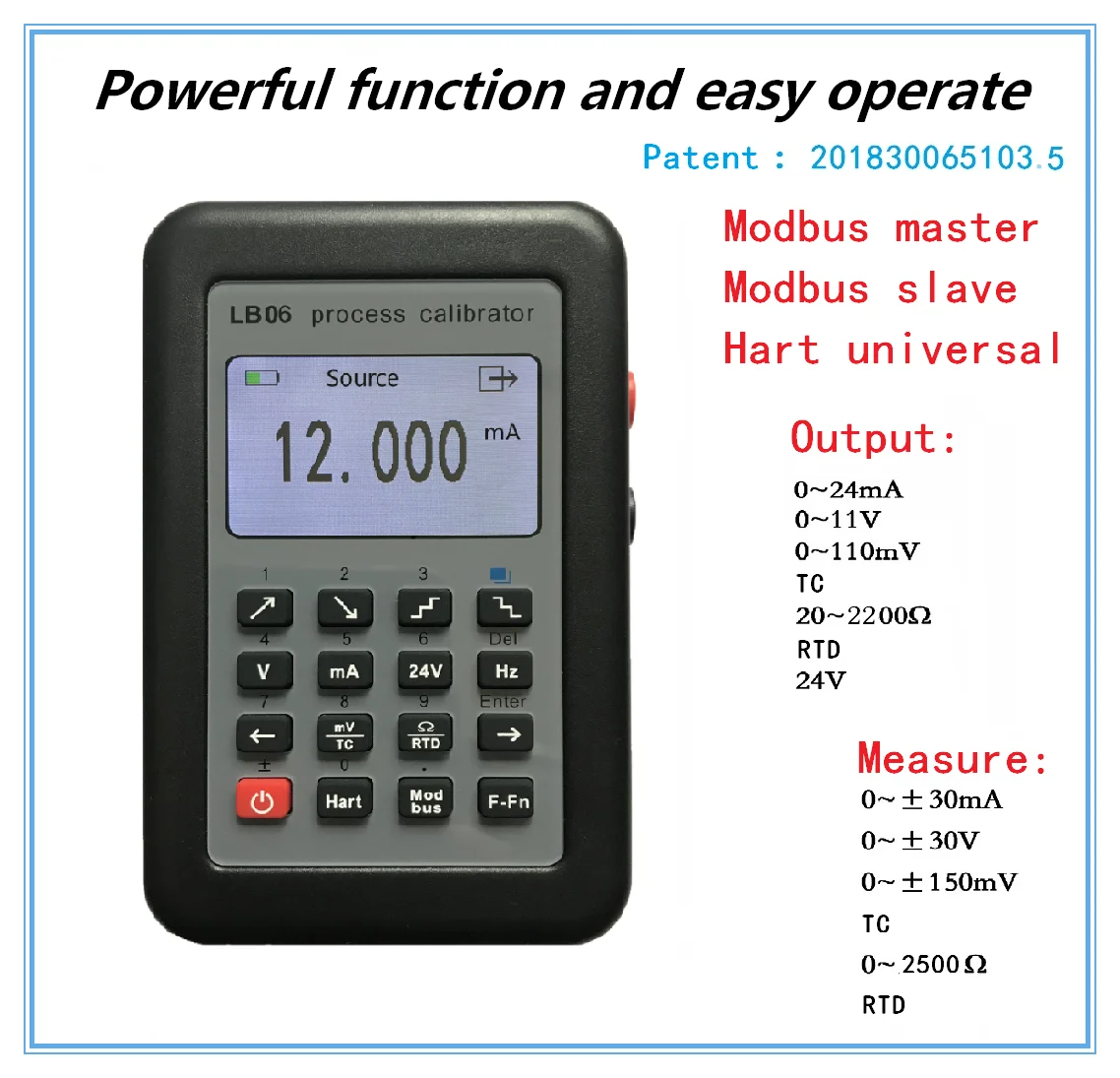LB06 Hart Current voltage 4-20mA 0-10V/mV Signal Generator Source thermocouple PT100 temperature Process calibrator Tester
LB06 Hart Current voltage 4-20mA 0-10V/mV Signal Generator Source thermocouple PT100 temperature Process calibrator Tester