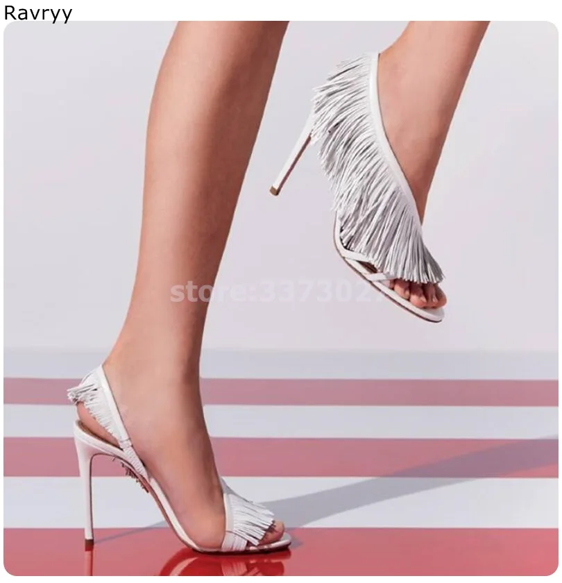 Ankle Strap white woman's sandal fringe decor thin heel female party dress shoes high heels summer fashion open toe stiletto
Ankle Strap white woman's sandal fringe decor thin heel female party dress shoes high heels summer fashion open toe stiletto