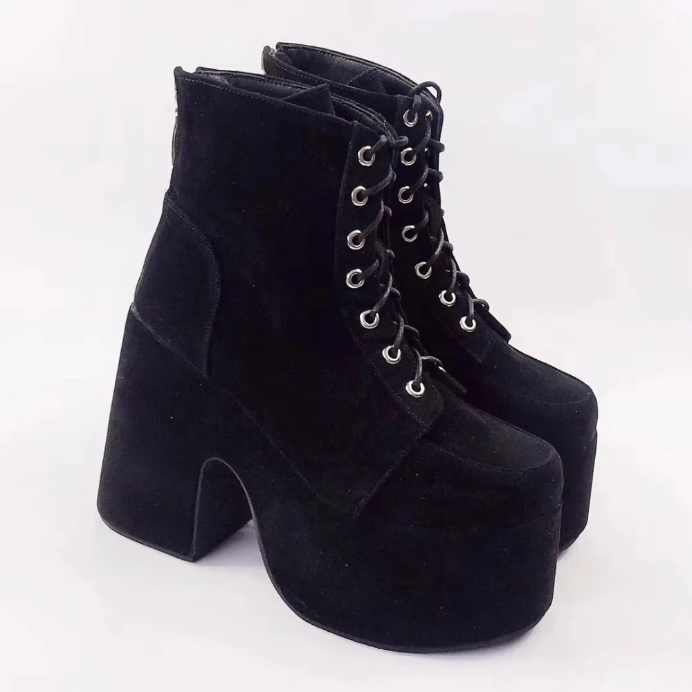 Top Grade Pleuche Women Black High Platform Gothic Punk Lace-Up Lolita High Shaft Boots Lace-up PU Leather Lolita Short Boots
Top Grade Pleuche Women Black High Platform Gothic Punk Lace-Up Lolita High Shaft Boots Lace-up PU Leather Lolita Short Boots