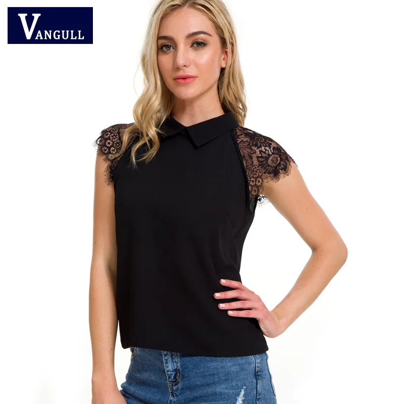 Vangull Floral Lace Blouse Black Turn-down Collar Women Patchwork Elegant Top 2018 Summer Casual Short Sleeve Plain Blouse Tops
Vangull Floral Lace Blouse Black Turn-down Collar Women Patchwork Elegant Top 2018 Summer Casual Short Sleeve Plain Blouse Tops