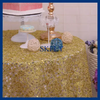 CL057A wedding Christmas party fancy round bright gold embroidery sequin lace table cloth
CL057A wedding Christmas party fancy round bright gold embroidery sequin lace table cloth