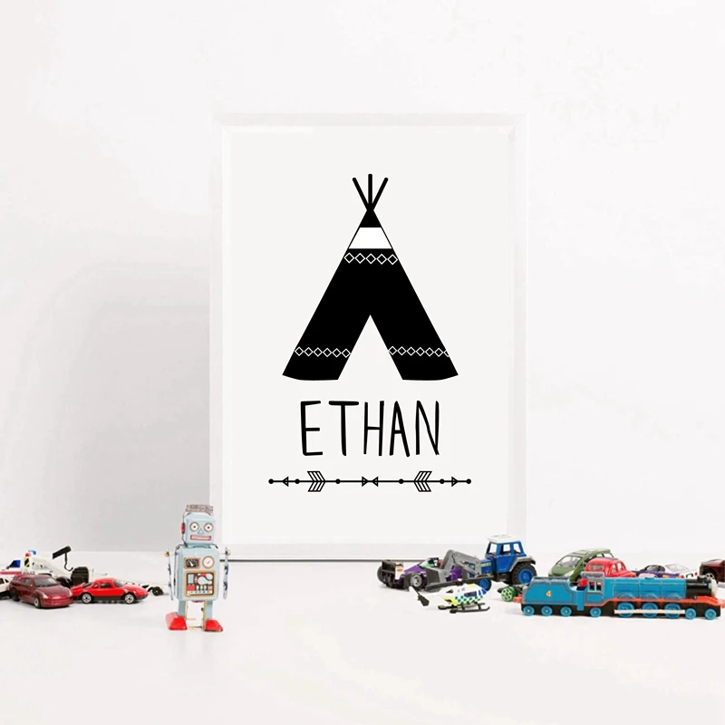Customize-Boys-Name-With-Teepee-Canvas-Art-Print-and-Poster-Personalized-Name-Art-Painting-Wall-Picture (2)