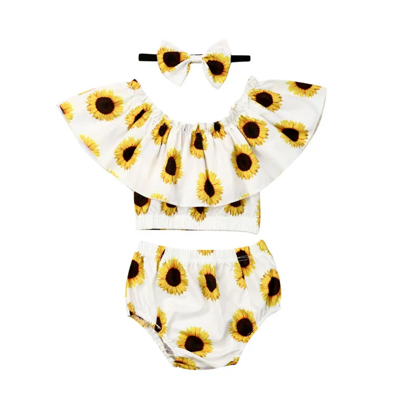 Newborn Baby Girl Clothes Sets Summer Casual Sunflower 3Pcs Ruffle Shoulderless Crop Tops+Shorts+Headband Baby Girl Outfit 3-24M
Newborn Baby Girl Clothes Sets Summer Casual Sunflower 3Pcs Ruffle Shoulderless Crop Tops+Shorts+Headband Baby Girl Outfit 3-24M