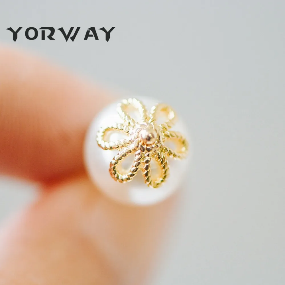 

20pcs/ lot Gold/ Silver Floral Bead Caps 10mm, Fit 12mm Beads, Real Gold/ Rhodium plated Brass, Lead Nickel Free (GB-196)