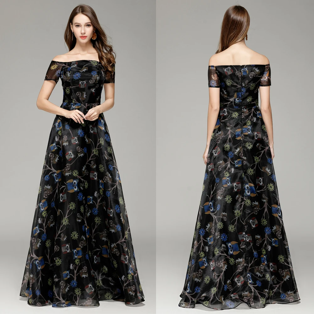 B0083 New Organza Black Printed Flower A-Line Ball Gown Boat Neck Prom Gown Formal Short sleevs Maxi Women Long Dresses
B0083 New Organza Black Printed Flower A-Line Ball Gown Boat Neck Prom Gown Formal Short sleevs Maxi Women Long Dresses