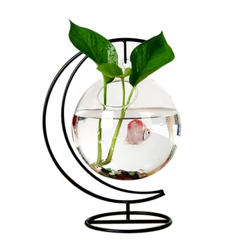 New Hanging Type Glass Vase Aquarium Fish Tank Pet Supplies Crescent Iron Frame Hanging Fish Tank For Betta Fish With 15cm Ball 
New Hanging Type Glass Vase Aquarium Fish Tank Pet Supplies Crescent Iron Frame Hanging Fish Tank For Betta Fish With 15cm Ball