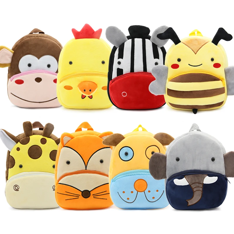 

New Zoo Series Cute Children Backpacks Boys and Girls houlder Bag Plush Cartoon Cute Backpack Kindergarten Kid Morning Schoolbag