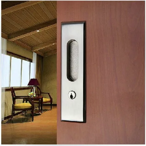 Image Move the door of modern steel wire drawing sliding door lock hook hanging sliding door embedded toilet door lock