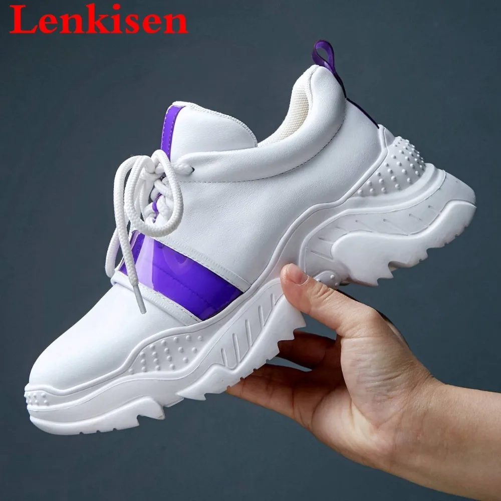 Lenkisen genuine leather solid lace up sneakers flat platform thick bottom well-ventilated brand increased vulcanized shoes L05
Lenkisen genuine leather solid lace up sneakers flat platform thick bottom well-ventilated brand increased vulcanized shoes L05