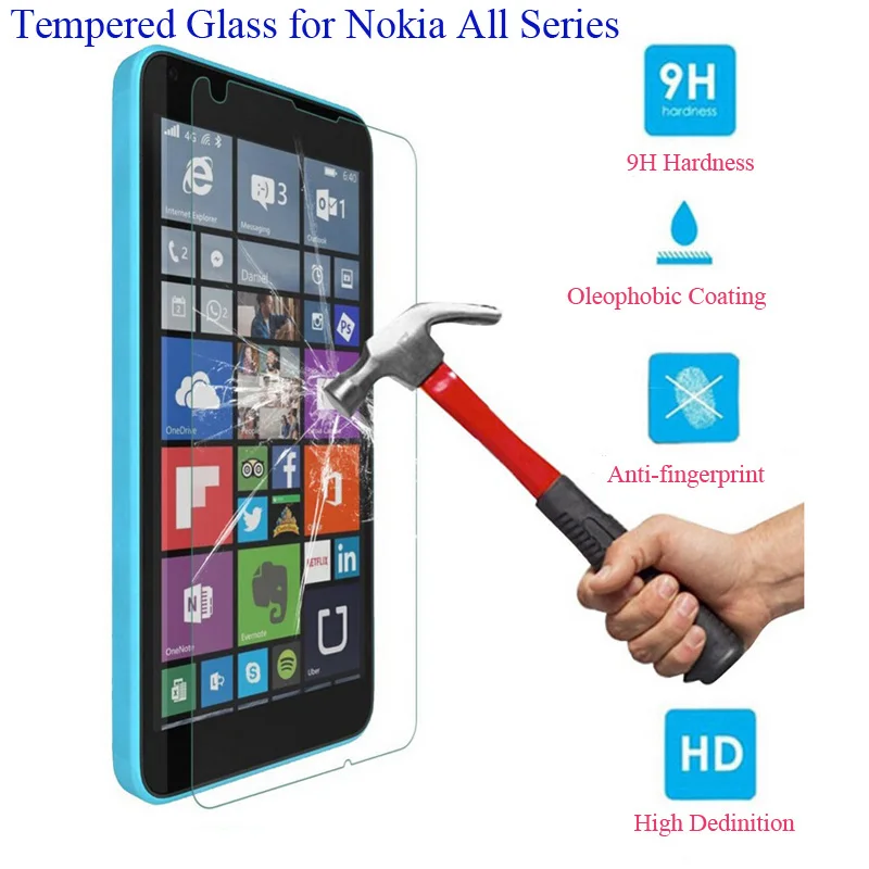 

Explosion proof Tempered Glass For Nokia Lumia 435 530 540 625 630 640 730 820 830 925 930 950 Screen Protector Protective Film