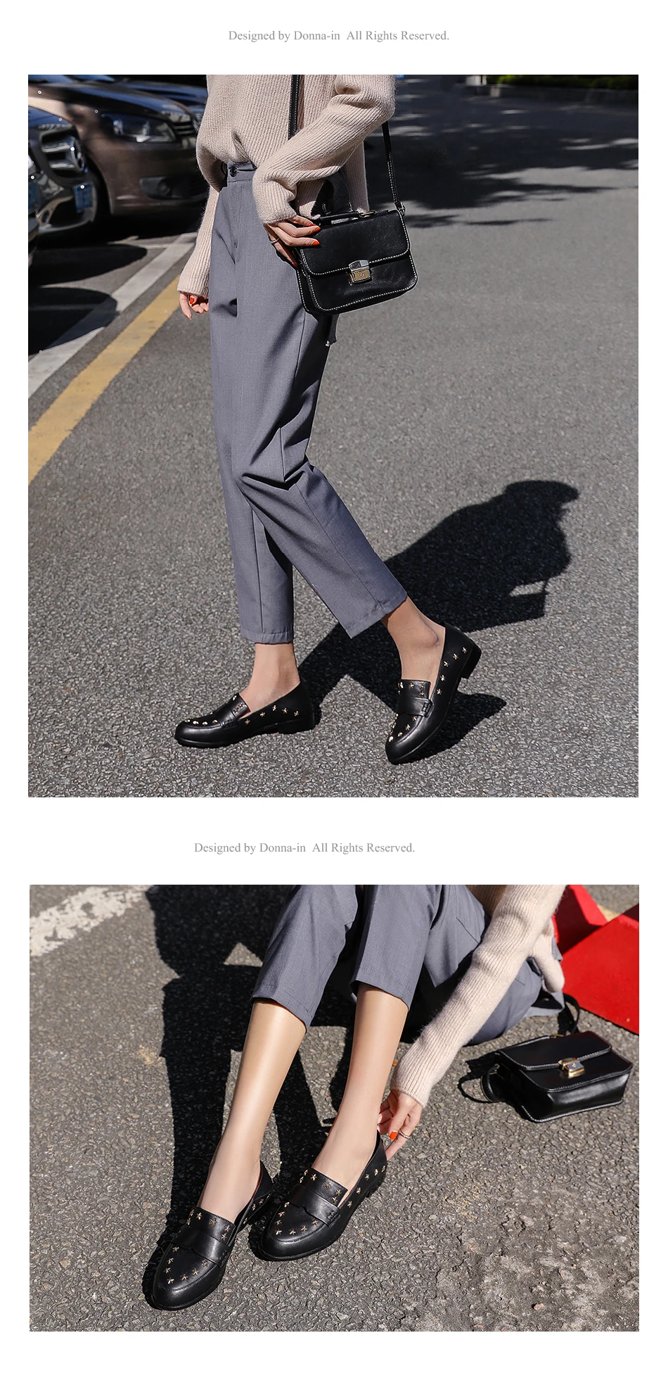 Donna-in Brand Flats Shoes Women Genuine Leather Loafers Slip on Mules low Heels Round Toe Casual Pentagram Ladies Shoes Autumn (1)