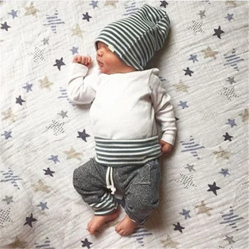 Newborn Toddler Kids Boys Outfits Clothes White T-shirt Hat Tops + Pants 3PCS Casual Cotton Rompers For 0-2Y 
Newborn Toddler Kids Boys Outfits Clothes White T-shirt Hat Tops + Pants 3PCS Casual Cotton Rompers For 0-2Y