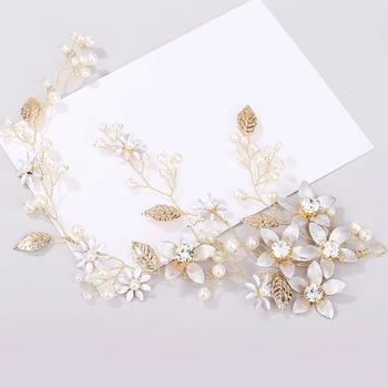 New gold leaf pearl handcraf pure bride headbands bride short style bridal hair jewelry headdress 
New gold leaf pearl handcraf pure bride headbands bride short style bridal hair jewelry headdress