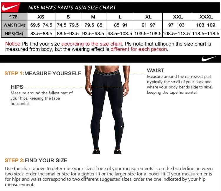 Nike Sweatpants Men S Size Chart