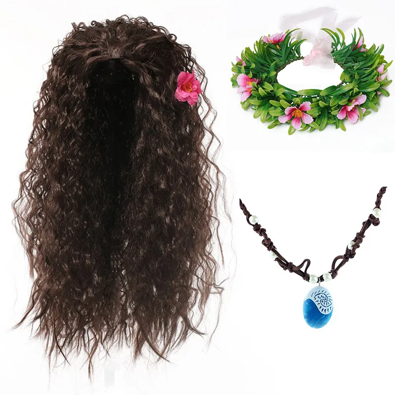 Girl Moana Halloween Cosplay Party Dress up Accessory Kit Moana Wig Synthetic Hair Kids Vaiana Floral Garland Comic Con Headgear
Girl Moana Halloween Cosplay Party Dress up Accessory Kit Moana Wig Synthetic Hair Kids Vaiana Floral Garland Comic Con Headgear