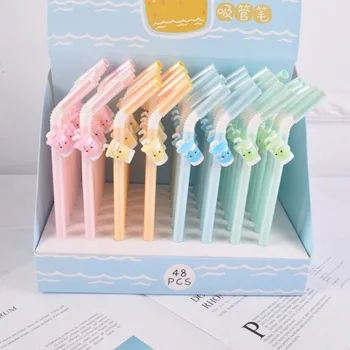 48 pcs Gel Pens Kawai Cartoon Cool drinking straw black colored gel-ink pens for writing Cute stationery office school supplies
48 pcs Gel Pens Kawai Cartoon Cool drinking straw black colored gel-ink pens for writing Cute stationery office school supplies