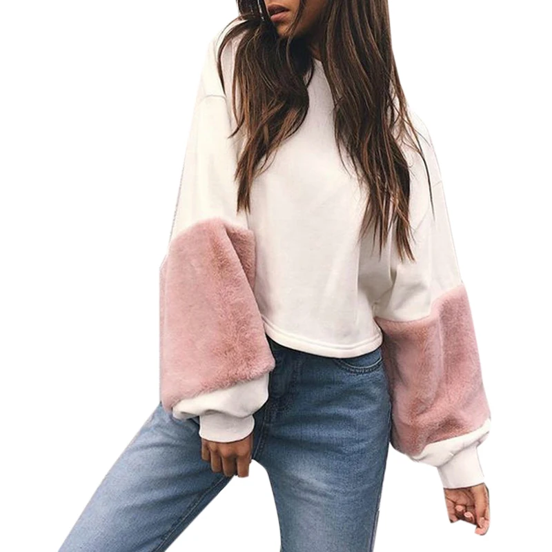 Fashion Autumn Winter Fur Patchwork Long Sleeve Women Blouse Shirt O Neck White Casual Pullover Lantern Sleeve Top Tees Female
Fashion Autumn Winter Fur Patchwork Long Sleeve Women Blouse Shirt O Neck White Casual Pullover Lantern Sleeve Top Tees Female