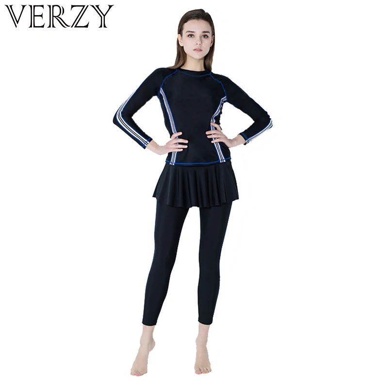 Sports Wet Suit Long Sleeve Skirted Pants Women Diving Surfing Two Pieces Solid and Patchwork M-2XL Tankini Swimwear
Sports Wet Suit Long Sleeve Skirted Pants Women Diving Surfing Two Pieces Solid and Patchwork M-2XL Tankini Swimwear