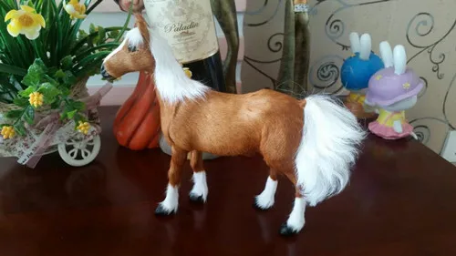 Новая модель игрушечной лошади из смолы и меха желтая лошадь подарок около 20x23 см