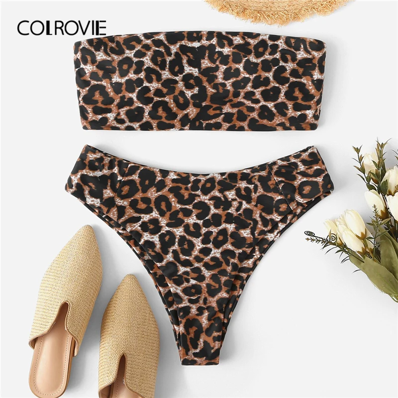 COLROVIE Leopard Print Bandeau Top With High Waist Swimwear Women Sexy Bikini Set 2019 Summer Swimsuit Beach Bathing Suit
COLROVIE Leopard Print Bandeau Top With High Waist Swimwear Women Sexy Bikini Set 2019 Summer Swimsuit Beach Bathing Suit