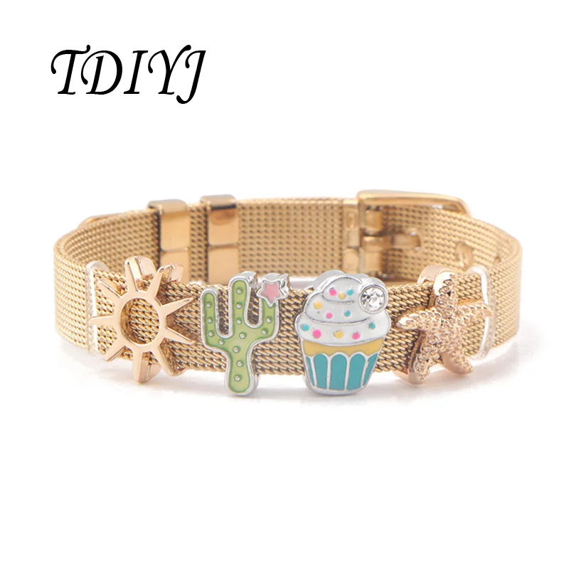 TDIYJ Jewelry Lovely Slide Charm Mesh Bracelet Set Summer Style Series Kids Bracelet Stainless Steel Women Bracelet as Gift
TDIYJ Jewelry Lovely Slide Charm Mesh Bracelet Set Summer Style Series Kids Bracelet Stainless Steel Women Bracelet as Gift