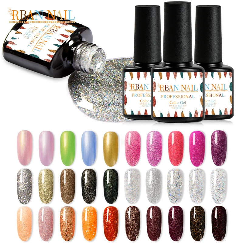RBAN NAIL 7ML Holographic Nail Gel Polish UV Gel Varnish Shimmer Soak Off UV LED 164 Colors Long Lasting Nail Art Manicure Tools
RBAN NAIL 7ML Holographic Nail Gel Polish UV Gel Varnish Shimmer Soak Off UV LED 164 Colors Long Lasting Nail Art Manicure Tools