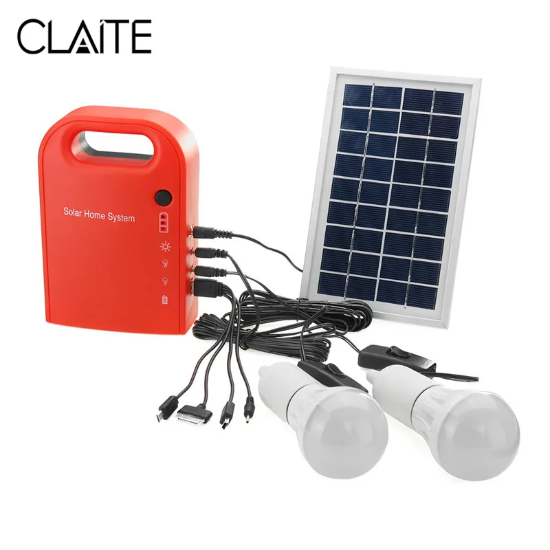 CLAITE Portable Solar Light 2 LED Lamp USB Cable Battery Charger Emergency Lighting System Large Capacity Solar Power Bank Panel
CLAITE Portable Solar Light 2 LED Lamp USB Cable Battery Charger Emergency Lighting System Large Capacity Solar Power Bank Panel