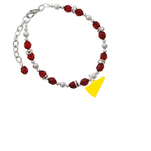Acrylic 3/4 Yellow Megaphone Maroon Beaded Bracelet