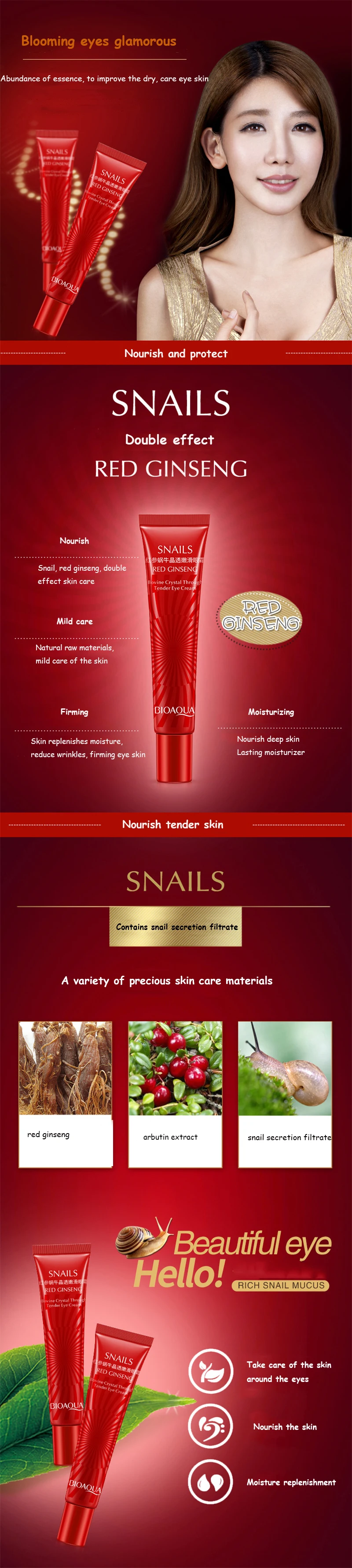 bioaqua snail red ginseng eye cream