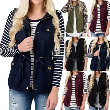Standard Jacket Tops Outwear Autumn Autumn Women Ladies Jackets Fashion Sleeveless Zipper Solid Coat
Standard Jacket Tops Outwear Autumn Autumn Women Ladies Jackets Fashion Sleeveless Zipper Solid Coat