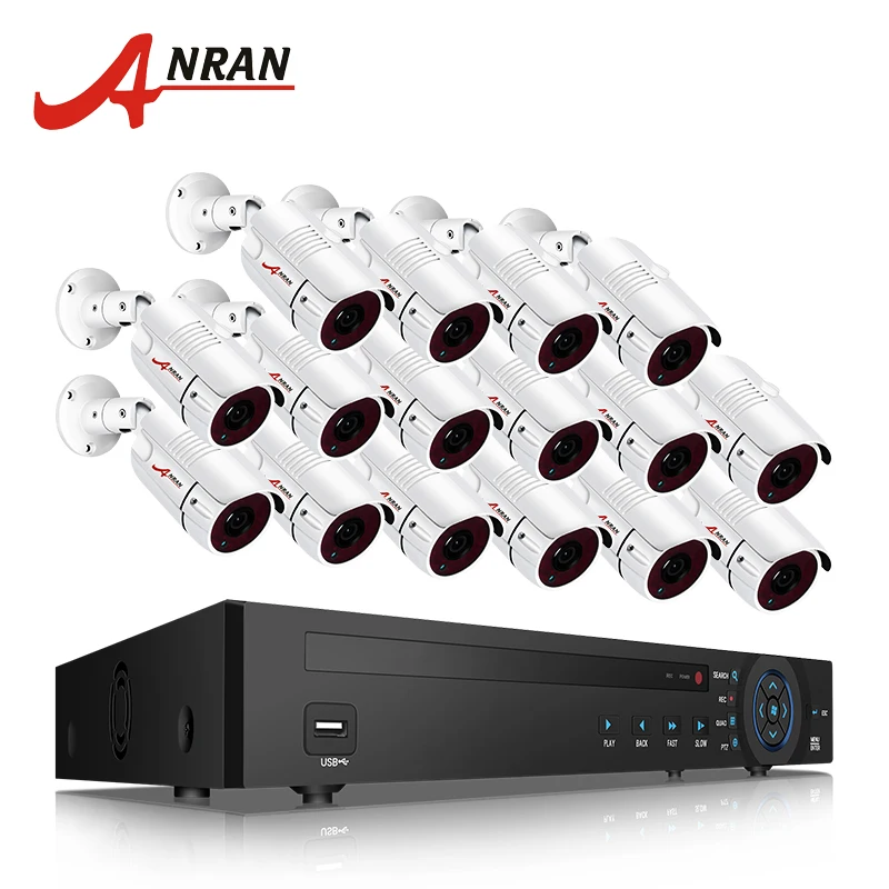 

ANRAN 16CH 5.0MP NVR H.265 Security Surveillance Kit CCTV System POE Security Bullet Waterproof 16PCS Camera POE System 5.0MP