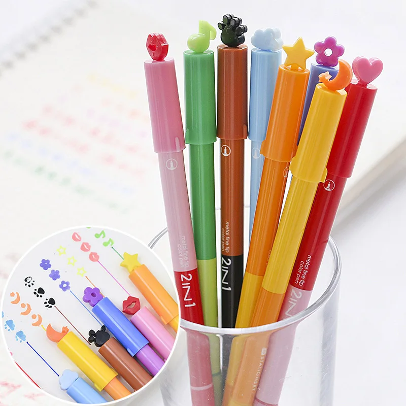 Creative Stationery Double Head Colored Gel Pen Cute Neutral Pens Kawaii Stamp Marker Pens For Painting Office School Supplies
Creative Stationery Double Head Colored Gel Pen Cute Neutral Pens Kawaii Stamp Marker Pens For Painting Office School Supplies