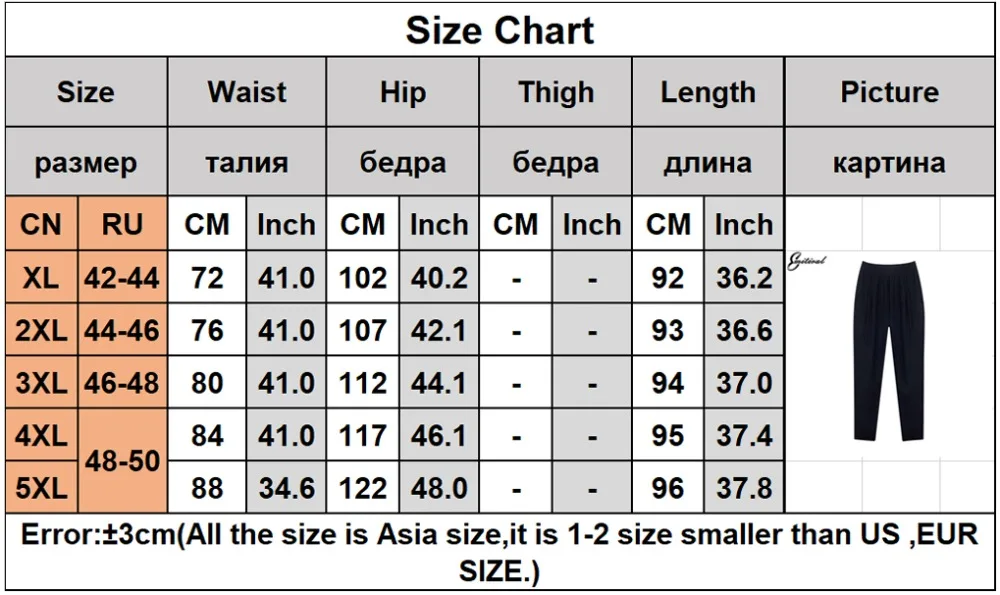 9423 size table