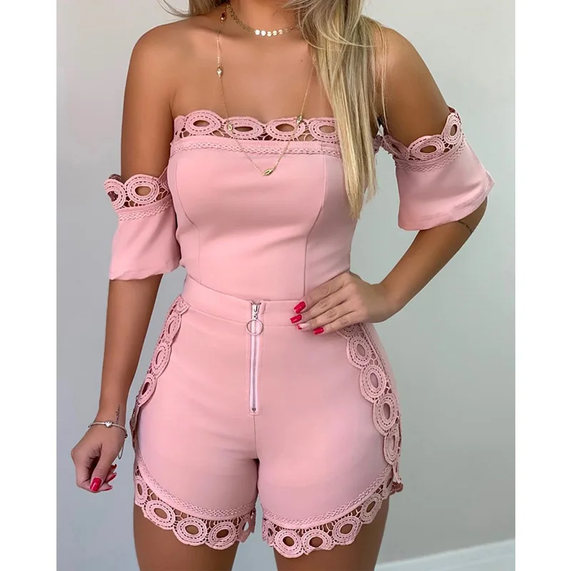 2019 Women Sexy Off Shoulder Hollow Out Lace Embroidery Playsuits Casual Slim Fit Short Sleeve Zipper Design Romper
2019 Women Sexy Off Shoulder Hollow Out Lace Embroidery Playsuits Casual Slim Fit Short Sleeve Zipper Design Romper