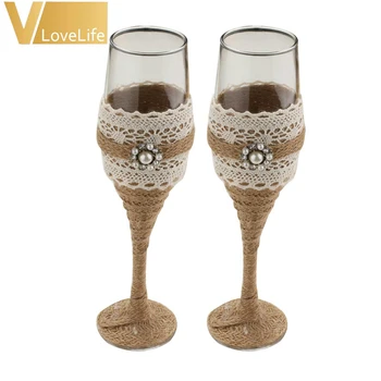 2Pcs/set Beautiful Burlap Wedding Wine Toasting Glasses Rustic Wedding Decor Champagne Glasses Gift Box For Wedding Decoration
2Pcs/set Beautiful Burlap Wedding Wine Toasting Glasses Rustic Wedding Decor Champagne Glasses Gift Box For Wedding Decoration