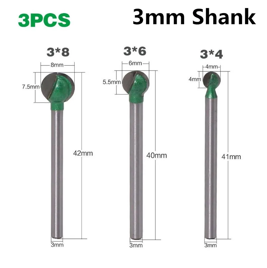 3Pcs 3mm Shank Steel Pill Woodworking Ball Shape Milling Cutter Carving Tool Wood Knife Chisel Drill Rotary Tool For Tea Table 
3Pcs 3mm Shank Steel Pill Woodworking Ball Shape Milling Cutter Carving Tool Wood Knife Chisel Drill Rotary Tool For Tea Table