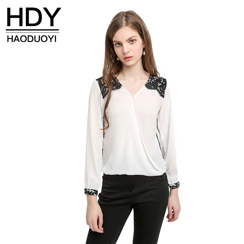 HDY Haoduoyi New Blouse Women Fashion Casual Tops Lace Patchwork Chiffon Blouse Shirt Long Sleeve Shirt Office Lady Blouse
HDY Haoduoyi New Blouse Women Fashion Casual Tops Lace Patchwork Chiffon Blouse Shirt Long Sleeve Shirt Office Lady Blouse