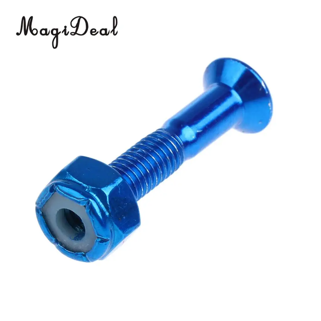 MagiDeal 8pcs Replacement Skateboard Truck Hardware Set Longboard Screws Bolts Blue