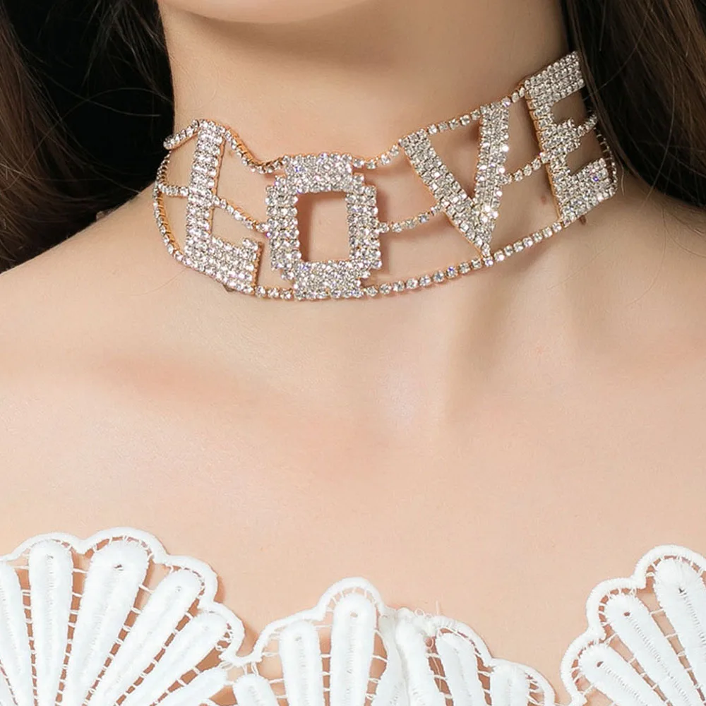 1 pcs Popular Sale Full Crystal Big Letter LOVE Collier Chokers Necklace Shiny Rhinestone Neck Jewelry for Woman
1 pcs Popular Sale Full Crystal Big Letter LOVE Collier Chokers Necklace Shiny Rhinestone Neck Jewelry for Woman
