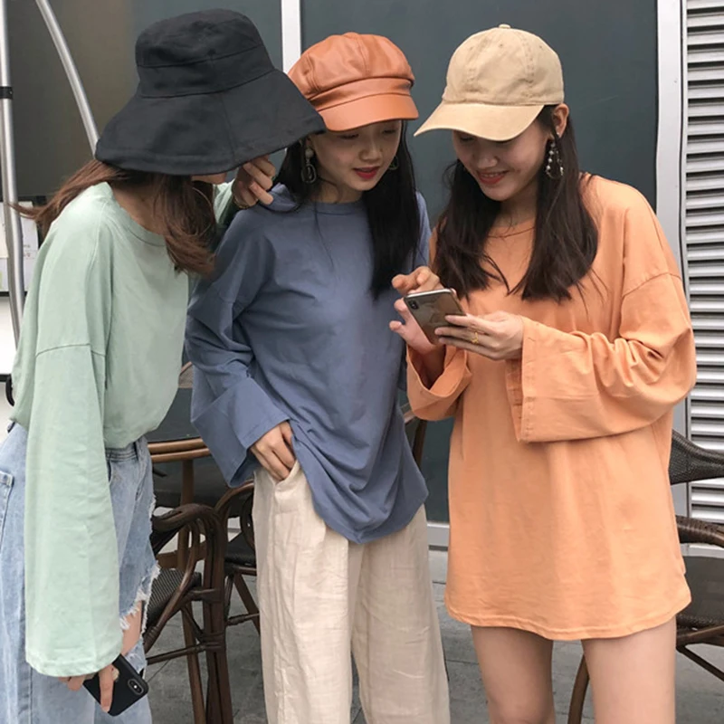 2019 Korean Ulzzang Solid Oversized T-shirt Women Casual Plus Size Long Sleeve T Shirt Female O-Neck Pullover Vogue Tops Tee
2019 Korean Ulzzang Solid Oversized T-shirt Women Casual Plus Size Long Sleeve T Shirt Female O-Neck Pullover Vogue Tops Tee