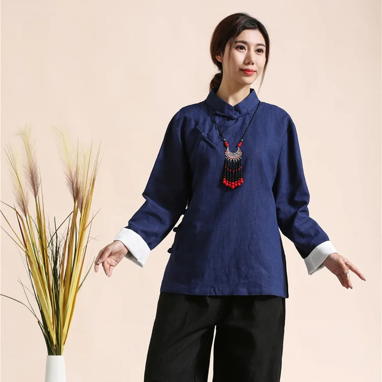 Spring and Autumn New Style Women Solid Color Cotton Linen Retro T-shirt Ventilation Comfort T-shirt Chinese Style Costume D092
Spring and Autumn New Style Women Solid Color Cotton Linen Retro T-shirt Ventilation Comfort T-shirt Chinese Style Costume D092