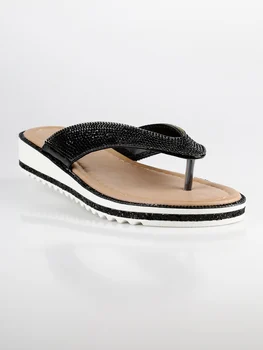 TRENDY TOO Flip Flops black with rhinestone