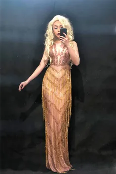 Car Show Sparkly Crystals Tassel Dress Sexy Nightclub Long Dress Costume Women's Prom Birthday Celebrate Dresses Outfit DJ DS
Car Show Sparkly Crystals Tassel Dress Sexy Nightclub Long Dress Costume Women's Prom Birthday Celebrate Dresses Outfit DJ DS
