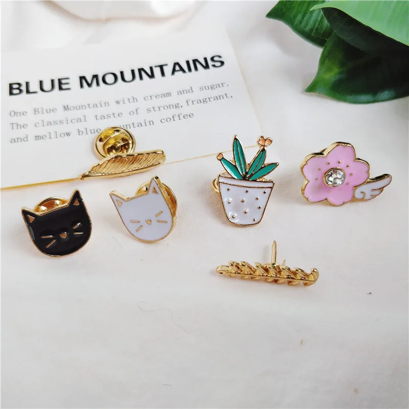Cartoon Coctus Plants Black Cat Pink Flower Gold Leaves Enamel Brooch Denim Shirt Lapel Pins Bag Badge Kids Gift 
Cartoon Coctus Plants Black Cat Pink Flower Gold Leaves Enamel Brooch Denim Shirt Lapel Pins Bag Badge Kids Gift