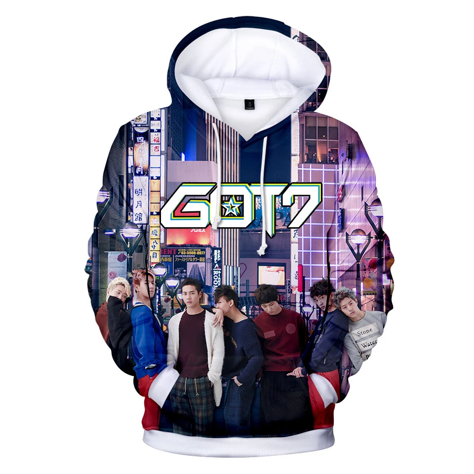 

Latest Kpop GOT7 fashion hip hop 3d hoodies Sweatshirts men women Hoodie hoody tops casual Long Sleeve sport 3D Hooded pullovers