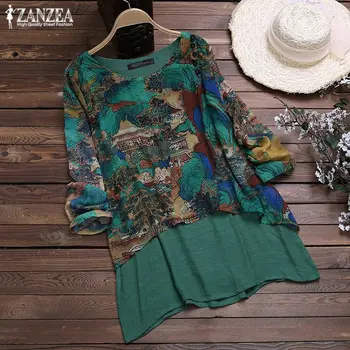 2020 ZANZEA Printed Tops Women's Blouse Asymmetrical Plus Size Blusa Vintage Long Sleeve Tee Shirt Female Chemise Oversize Tunic
2020 ZANZEA Printed Tops Women's Blouse Asymmetrical Plus Size Blusa Vintage Long Sleeve Tee Shirt Female Chemise Oversize Tunic