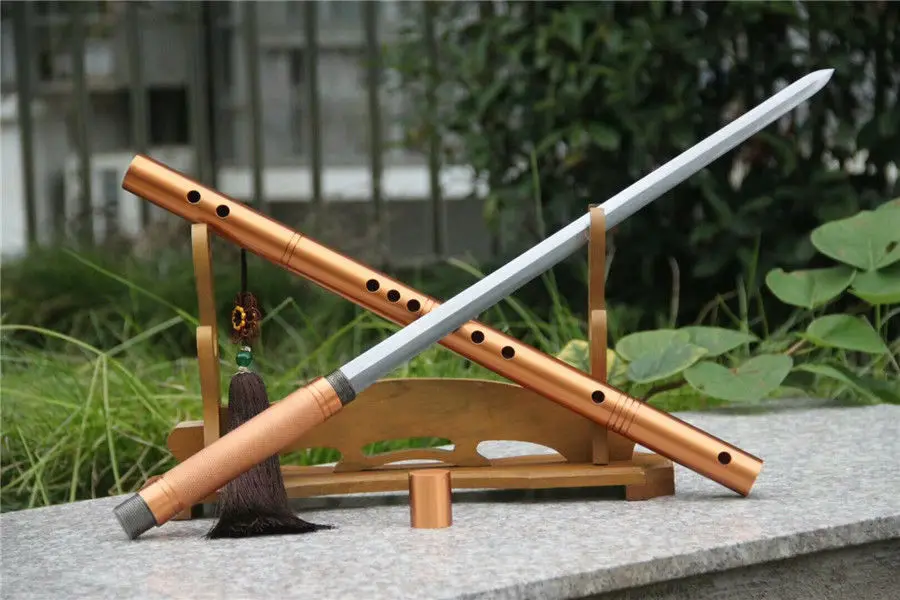 High Quality Red Copper Flute Sword Knife Musical Tool Sharp Damascus Steel Blade
High Quality Red Copper Flute Sword Knife Musical Tool Sharp Damascus Steel Blade