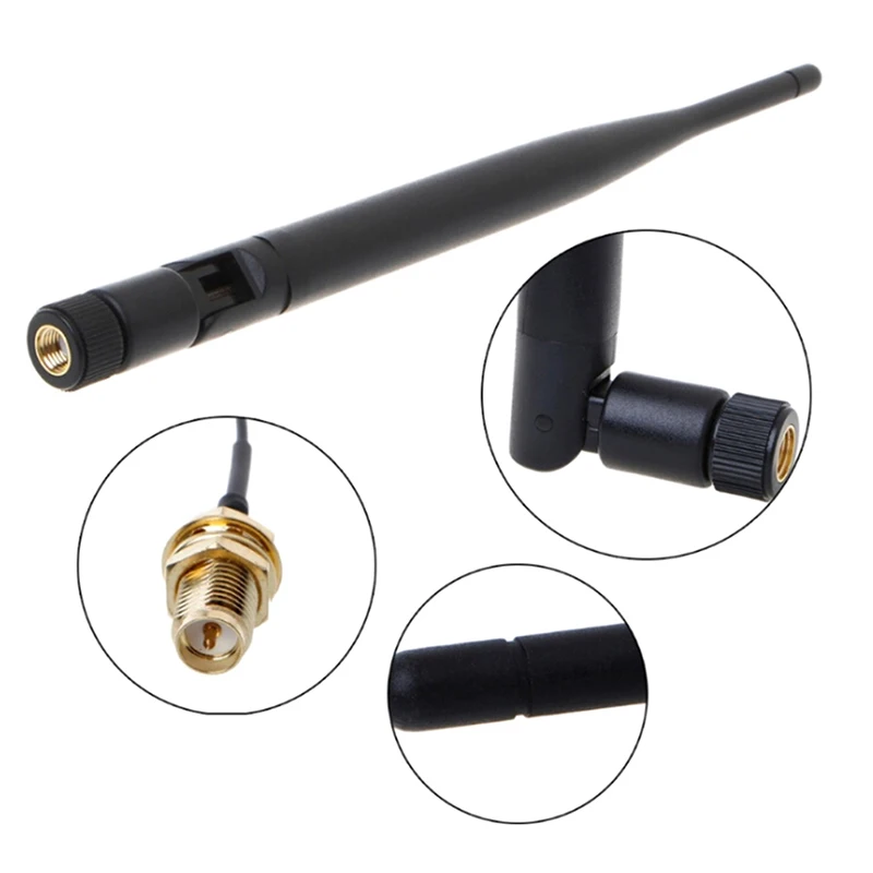 2.4GHz 5dBi RP-SMA WiFi Omni Antenna with IPX U.FL Cable for WiFi Router