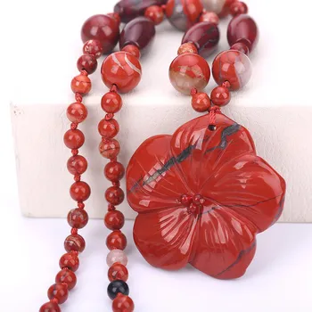 50cm Fashion Bohemian Jewelry Natural Stone Knotted Matching Drop For Women Fine Necklace Red Jasper Flowers Pendant Hand Carved
50cm Fashion Bohemian Jewelry Natural Stone Knotted Matching Drop For Women Fine Necklace Red Jasper Flowers Pendant Hand Carved