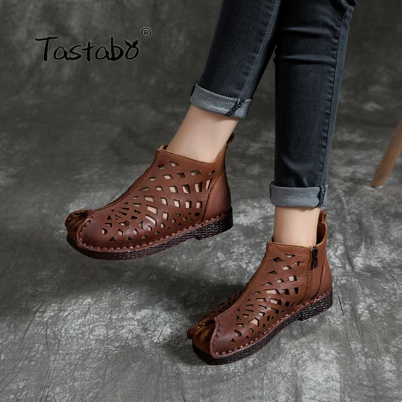 Tastabo New openwork ankle boots Flat Genuine Leather Women Shoes Breathable Comfortable Low heel design Non-slip sole
Tastabo New openwork ankle boots Flat Genuine Leather Women Shoes Breathable Comfortable Low heel design Non-slip sole